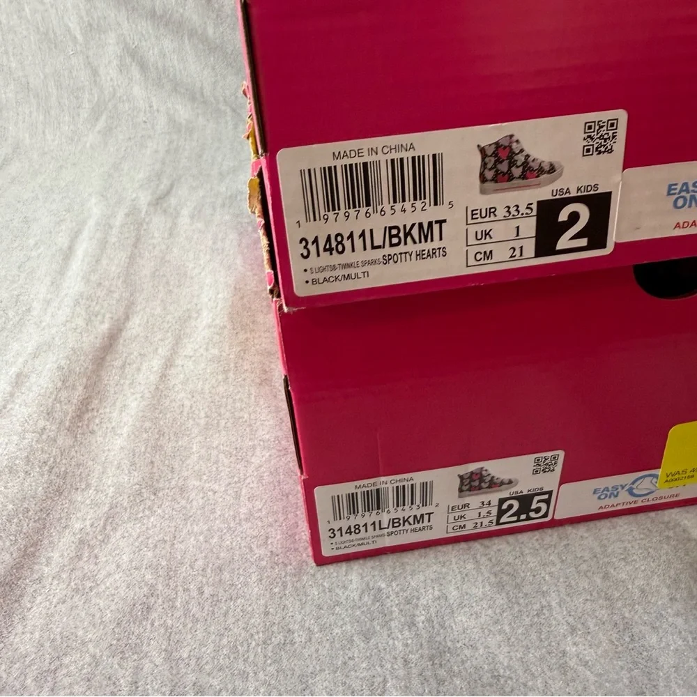 Skechers Lights Twinkle Sparks Spotty ‎ Hearts Kids High-Top Sneakers